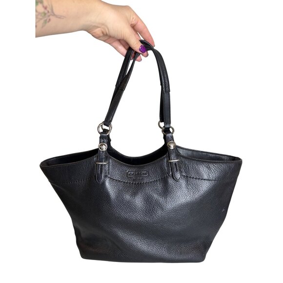 Coach Carly Tote Bag Soft Black Pebbled Leather Tote Purple Interior F16174 - Picture 5 of 15